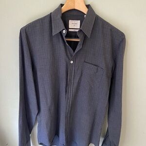 Billy Reid cotton shirt, blended indigo, soft feel, lightweight and cool